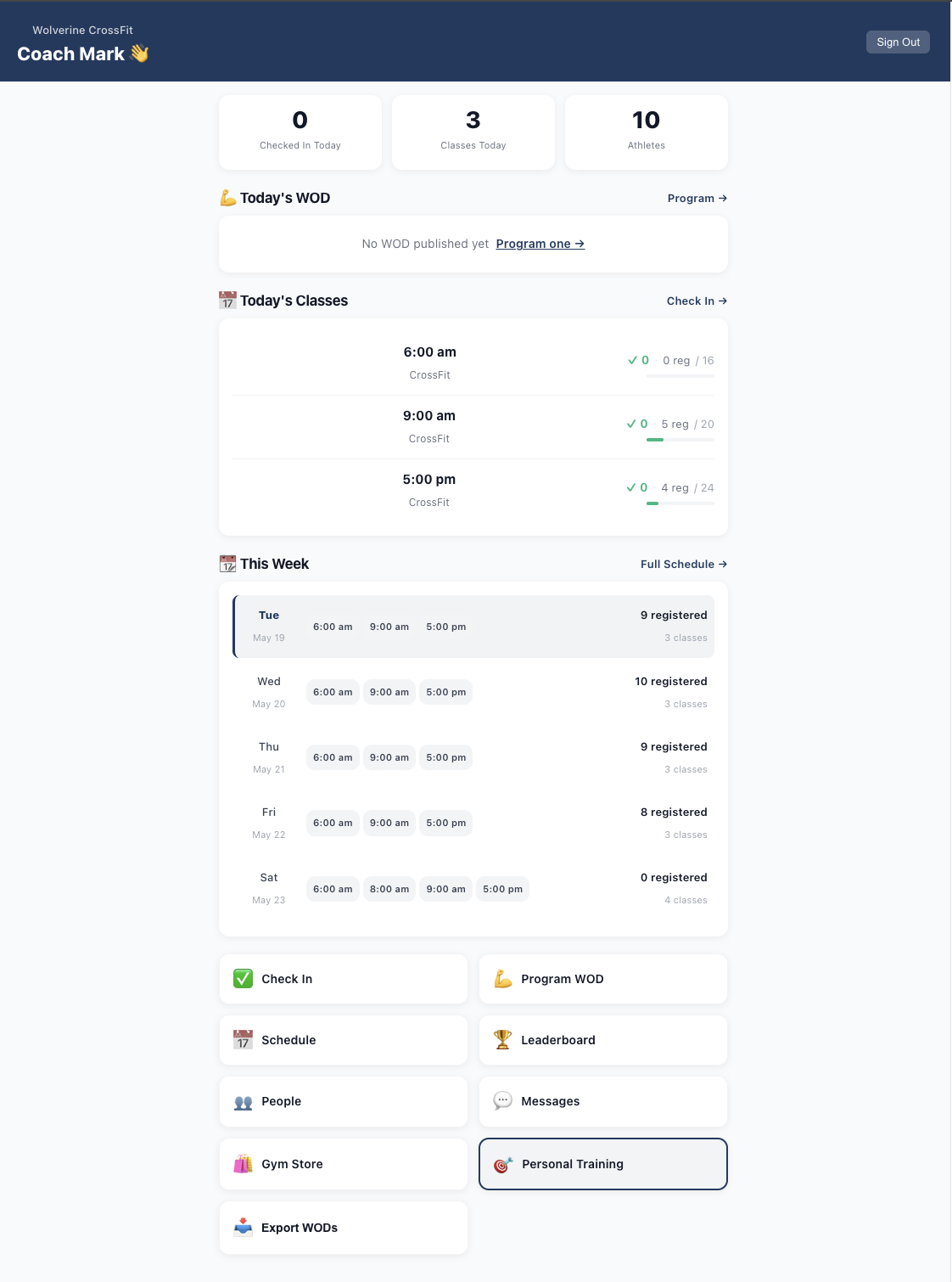 Coach Dashboard